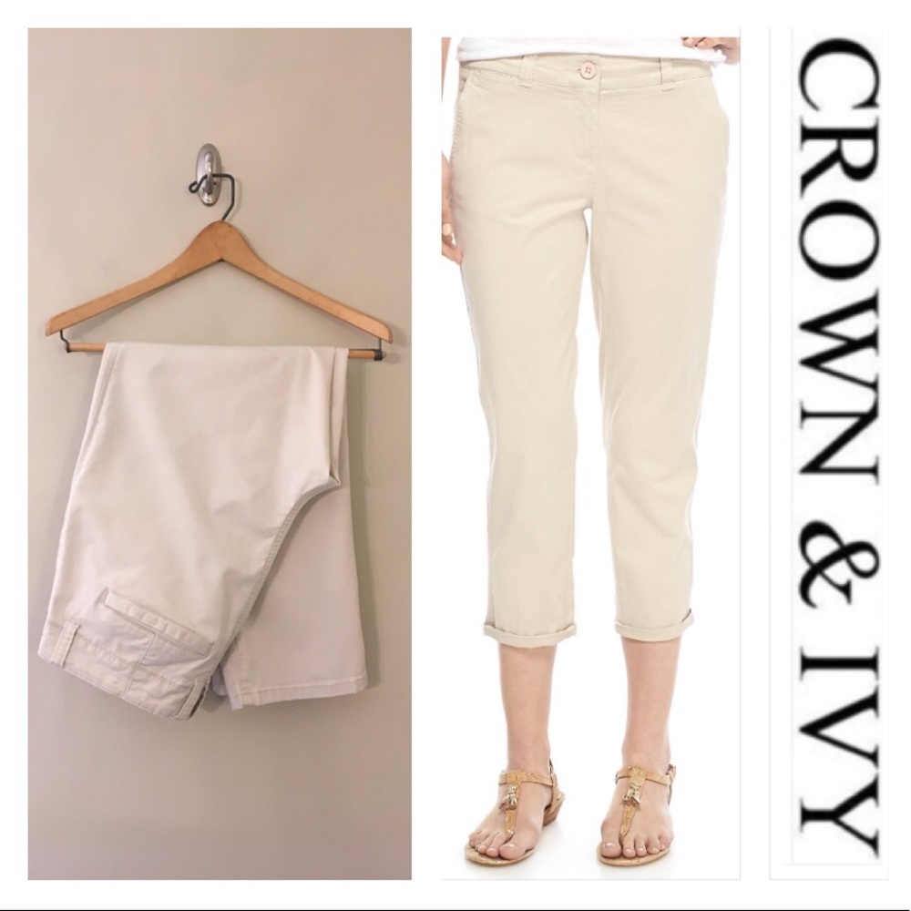 Crown & Ivy Light khaki Twill Capri Pant Size 10